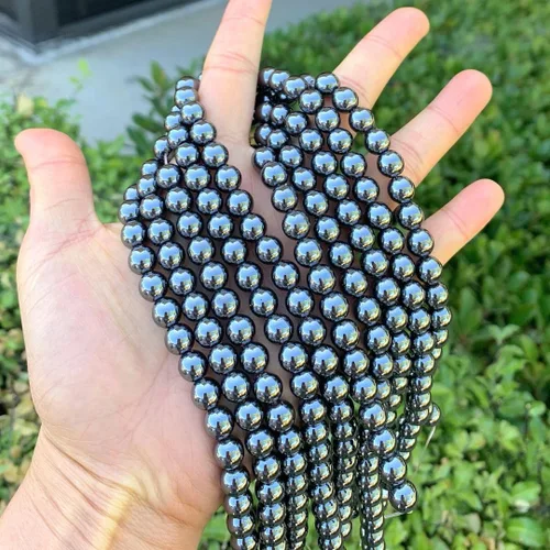 Miniatura 3 de 200 piedras preciosas curativas de hematita negra natural de grado A de 0.157 pulgadas (0.157 in), cuentas pequeñas redondas sueltas, espaciador