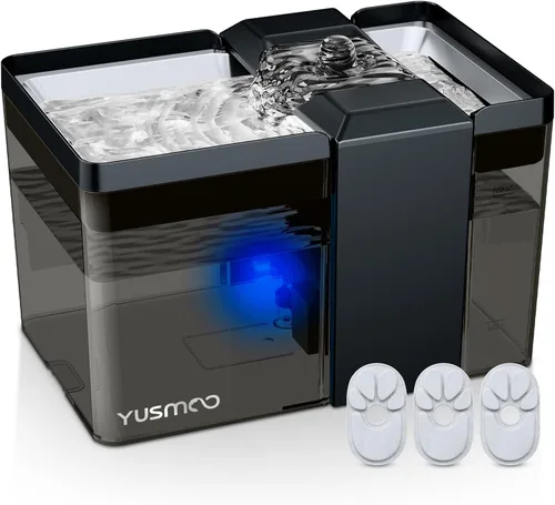 Fuente de agua automática para gatos, fuente para mascotas de 2.2 L/74 onzas con tapa de acero inoxidable 304, bomba ultra silenciosa, triple