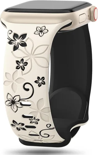 Miniatura 12 de Correas con grabado floral compatibles con Apple Watch Band de 1.49, 1.57, 1.61, 1.65, 1.73, 1.77, 1.92 pulgadas para mujeres, correas deportivas