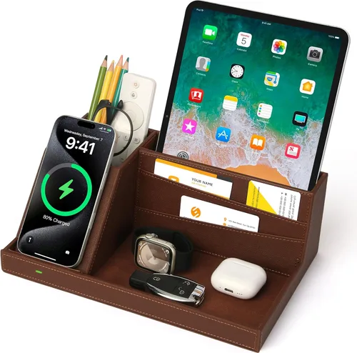 Miniatura 10 de Estación de Carga Inalámbrica Rápida con Organizador de Escritorio para iPhone 17/16/15/15 Pro/14/14 Pro Max/14 Pro/14 Plus/13/13 Pro Max/13 Pro