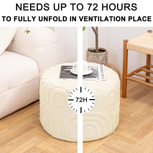 Miniatura 3 de Asuprui Reposapiés Otomano de Tela de Felpa – Puf de Espuma Suave de 20"x14" con Funda Extraíble Perfecto para Sala de Estar, Dormitorio y Lino