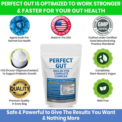 Miniatura 2 de Perfect Gut: Polvo de inulina FOS para la salud intestinal. Inulina prebiótica. Fibra de agave prebiótica única 95% FOS