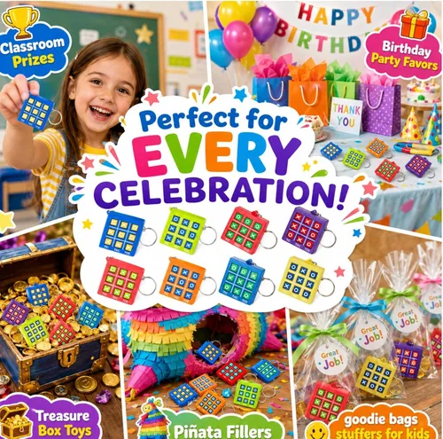Miniatura 6 de Hicarer 16 llaveros de fiesta de Tic Tac Toe para fiesta de cumpleaños a granel, regalos de fin de año para estudiantes, niños de 8 a 12 años
