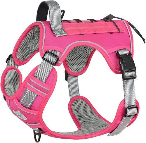 Miniatura 5 de Arnés táctico para perro sin tirones, arnés militar reflectante para perro, chaleco táctico para perro con asa molle y resistente, clip de correa