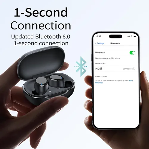 Miniatura 6 de Redpepper Auriculares inalámbricos con cancelación activa de ruido Bluetooth 6.0 con micrófonos incorporados, llamadas claras de 0.14 oz