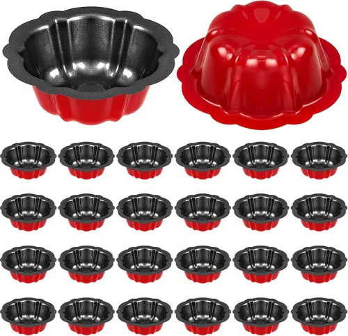 Miniatura 14 de Ctosree 8 piezas de 4 pulgadas estriado mini molde para pasteles antiadherente estriado molde de acero al carbono tubo de metal horno horno molde