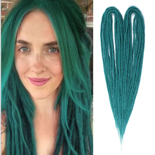 Miniatura 25 de Kraler Extensiones de Rastas Azules de Doble Extremo de 18 Pulgadas, 20 Hebras Sintéticas DE Extensiones de Rastas Hechas a Mano, Estilo de Rastas