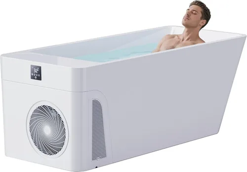 ICEGALAX Bañera de hielo con enfriador de agua integrado (hasta 38 ℉), control de smartphone, diseño silencioso e independiente para recuperación de