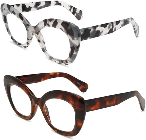 Miniatura 8 de Gafas de lectura de ojo de gato de gran tamaño para mujer, lentes de bloqueo de luz azul para computadora, estilo retro negro