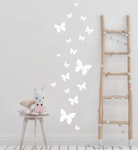 Miniatura 20 de Calcomanías de pared de mariposa (26) calcomanías de decoración de pared de mariposa, calcomanías de pared para niñas (rosa)