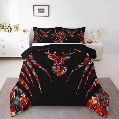 Miniatura 24 de Feelyou Juego de edredón de caza de patos para niñas y niños, edredón de patos de malardo, juego de ropa de cama de caza y pesca, juego de edredón
