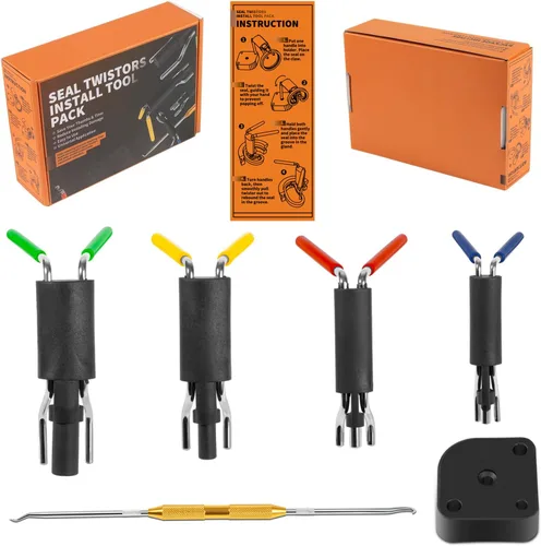 Juego de herramientas de instalación de sellos hidráulicos, kit de torsión de sello de cilindro hidráulico con púa de sello de dos caras, kit de