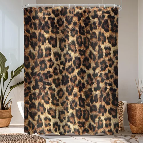 Miniatura 14 de Cortina de ducha con estampado de tigre, 60 pulgadas de ancho x 72 pulgadas de alto, safari salvaje, negro, marrón, potente pantera, piel de animal