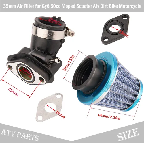 Miniatura 7 de GY6 - Carburador de 50 cc para scooter de 49 cc y 50 cc, carburador de 4 tiempos de alto rendimiento 139QMB con colector de admisión, se adapta al