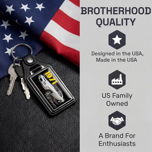 Miniatura 7 de Brotherhood 1965-1974 Compatible con Pontiac GTO Llavero para Hombre Llavero de Auto Resistente para Hombre y Mujer (1971)