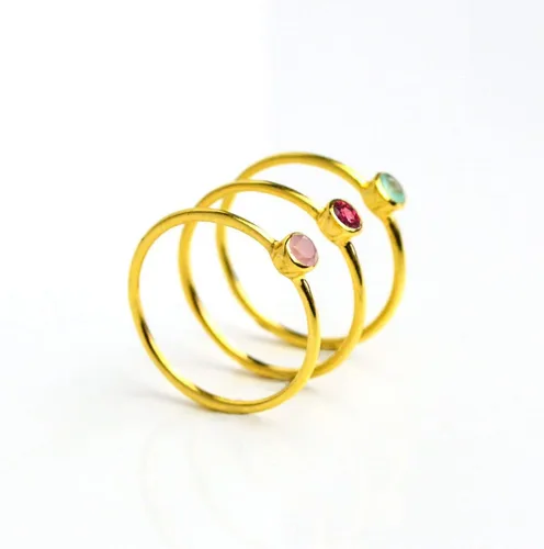 Miniatura 6 de Anillo pequeño de piedras preciosas apilable, banda de anillo delicada y delgada minimalista, anillo simple apilable de piedra natal
