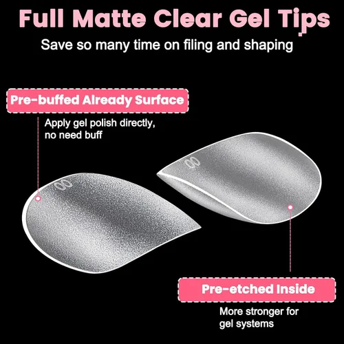 Miniatura 3 de Puntas de Uñas de Gel Redondas Extra Extra Cortas, SINOKAME Uñas Postizas a Presión Extra Cortas Transparentes Redondas, Mate Completo Sin Lima Uñas