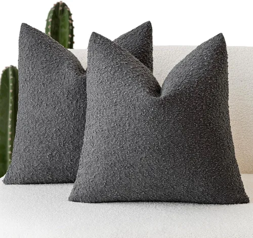 Miniatura 57 de Foindtower - Juego de 2 fundas decorativas de textura de bucle, fundas de almohada acentuadas, fundas de cojín sólidas, neutrales, para sofá, silla