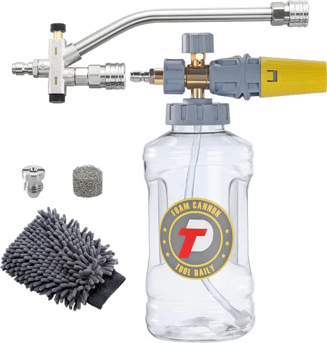 Miniatura 9 de Tool Daily - Cañón de espuma para lavadora a presión, espátula de espuma ajustable, lanza de espuma de nieve con M22 y conector rápido de 0.6 cm