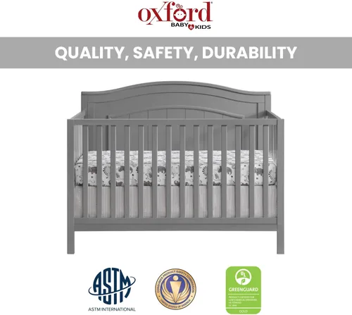 Miniatura 5 de Oxford Baby Nolan - Cuna convertible 4 en 1, gris paloma, certificado GreenGuard Gold
