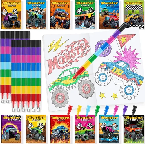 Miniatura 16 de BenLouis 24 mini libros para colorear del espacio exterior para niños con 24 crayones apilables, regalos de fiesta de astronautas, libros