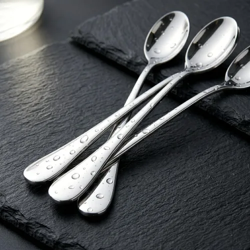 Miniatura 6 de dhrbsx Cuchara de té helado de mango largo, cucharas para mezclar cócteles, cucharas de café de acero inoxidable, cuchara para helado, juego de 8