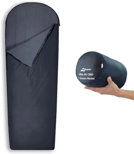 Litume Saco de dormir compacto con forro de terciopelo, saco de dormir ligero para tres estaciones, saco repelente al agua para climas cálidos y