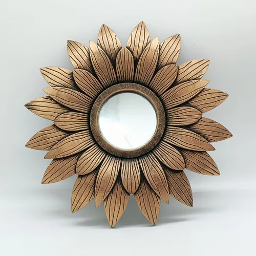 Miniatura 3 de Espejos retro dorados para pared, paquete de 1. Espejos redondos. Forma de girasol. Espejos decorativos. Espejos de pared para decoración del hogar.
