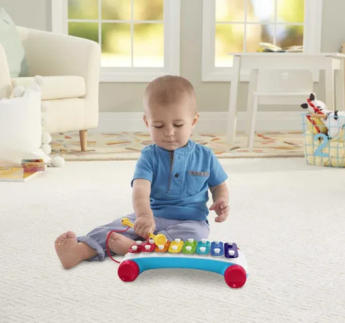 Miniatura 2 de Fisher-Price Juguete de Arrastre para Niños Pequeños, Xilófono Clásico Instrumento Musical de Juguete con Mazo para Niños Preescolares de 18+ Meses
