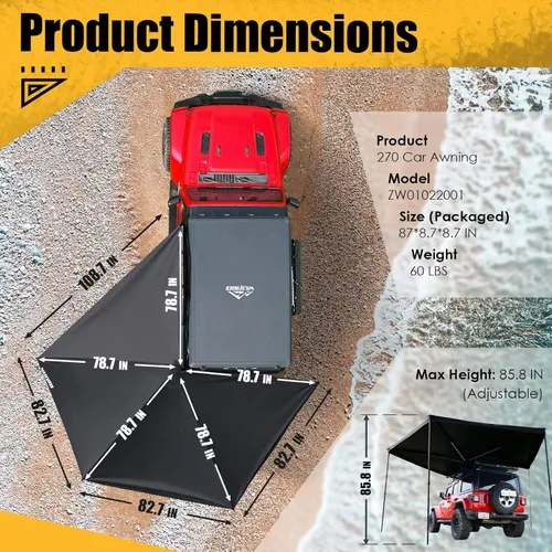 Miniatura 7 de WildFinder Tienda de campaña para techo de techo rígida, cubierta rígida adecuada para Jeep, SUV, camión, furgoneta, techo de coche para 2 a 3