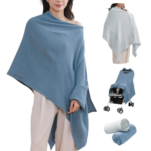 Miniatura 9 de TADO MUSLIN Paquete de 2 fundas de muselina para lactancia materna, 100% algodón orgánico, para mamá, delantal de lactancia de privacidad, suave
