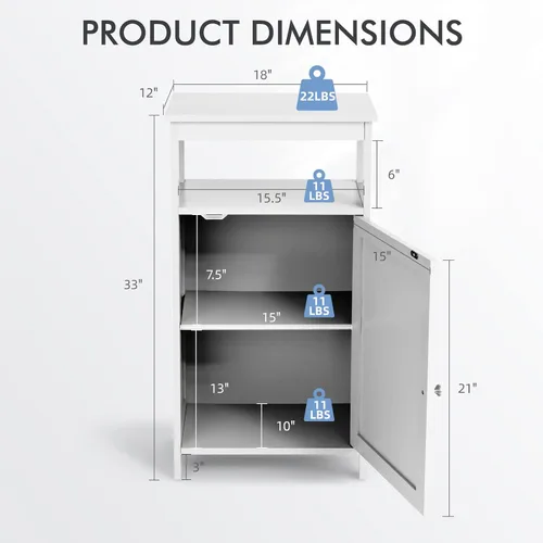 Miniatura 3 de COSTWAY Armario de almacenamiento de baño, organizador de almacenamiento independiente con cajones profundos y estante ajustable, gabinete de piso