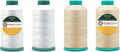 Miniatura 334 de Mandala Crafts - Hilo de nailon para coser cuero, tapicería, mezclilla y para trenzar el pelo; resistente, 1500 yardas, tamaño 69 T70 Marrón