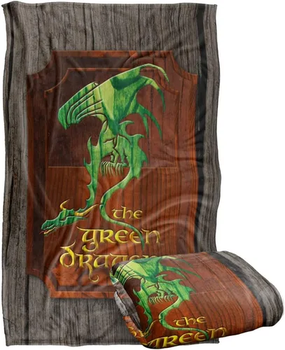 Miniatura 7 de Manta de The Lord of the Rings de 50 x 60 pulgadas, con signo de posada de dragón verde, tacto sedoso, súper suave Signo de Green Dragon Inn