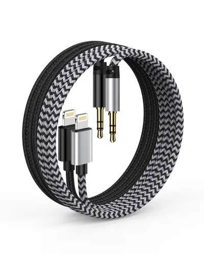 Miniatura 8 de Cable auxiliar para iPhone, cable de audio Lightning de 3.5mm con espiral, cable auxiliar macho certificado MFi de Apple para iPhone 14 Pro Max 13