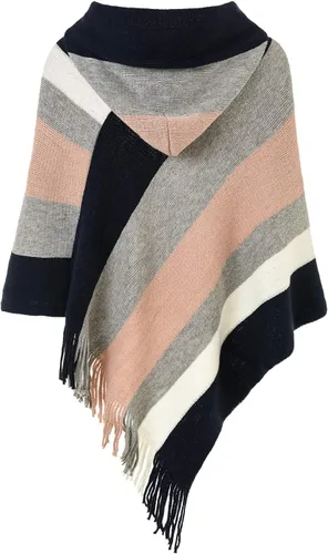 Miniatura 2 de Ferand - Suéter tipo poncho a rayas para mujer, estilo casual, chal con flecos versátiles