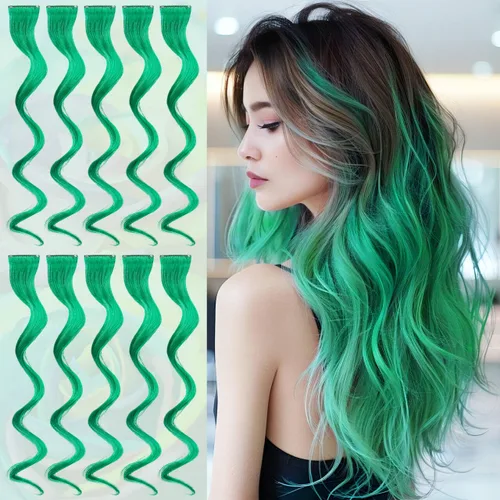 Miniatura 9 de Sofeiyan 10 extensiones de cabello sintético lacio de colores con clip de 22 pulgadas, para mujeres, niños y niñas, para Halloween, Navidad