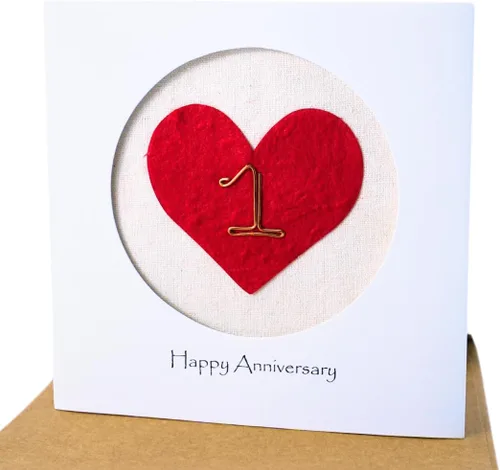 Camellia Bees Tarjeta de aniversario de boda del primer año para ella él, tarjeta de aniversario hecha a mano para esposa, marido, pareja (1st)