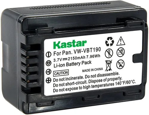 Kastar Paquete de 1 batería de repuesto VW-VBT190 para Panasonic HC-V160, HC-V160K, HC-V160GK, HC-V180, HC-V180K, HC-V180GK, HC-V201, HC-V201K,