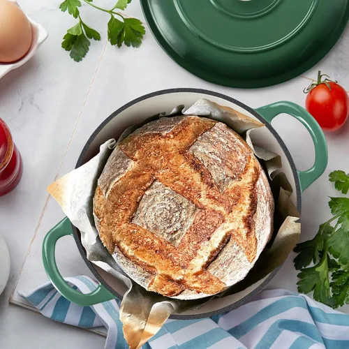 Miniatura 6 de TeamFar Horno holandés de hierro fundido esmaltado, olla pequeña de 3 cuartos de galón con tapa, olla de hierro fundido resistente para hornear pan