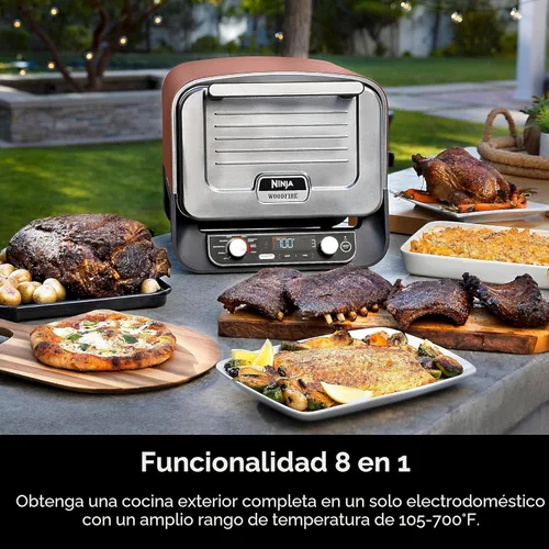 Miniatura 2 de Horno de pizza de leña al aire libre Ninja, asador eléctrico portátil 8 en 1, calienta hasta 700°F, 5 configuraciones de pizza artesanal, caja