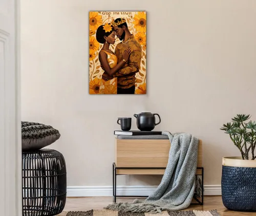 Miniatura 12 de Arte de pared afroamericano, decoración de rey y reina bailarín negro para sala de estar, arte de pareja de amor negro para dormitorio, lienzo