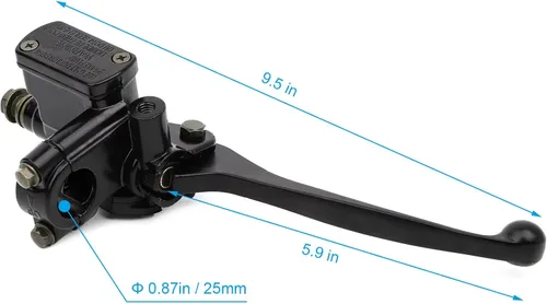Miniatura 3 de mokuo Conjunto de cilindro maestro de freno de motocicleta del lado derecho con palanca de freno, orificio de espejo de 8mm, manillar de 7/8