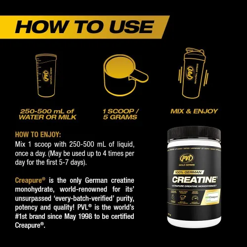 Miniatura 4 de PVL Creapure Creatina - 100% Puro Polvo de Monohidrato de Creatina Alemán - 82 Porciones - 410 g