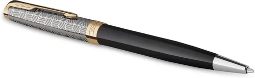 Miniatura 4 de PARKER Sonnet - Bolígrafo de metal de alta calidad y acabado negro brillante con borde dorado, punta media con recarga de tinta negra, caja de regalo