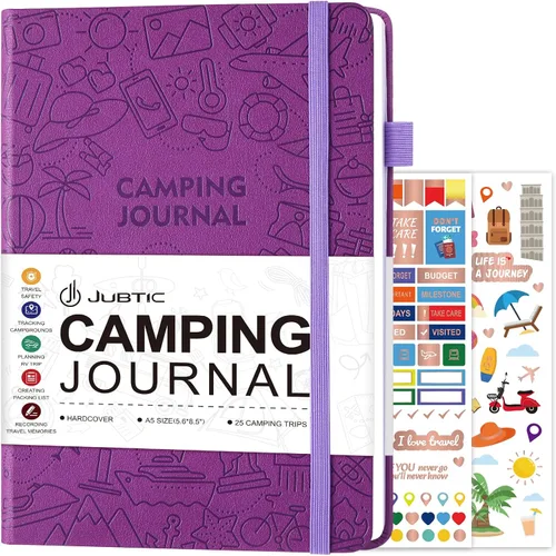 Miniatura 7 de JUBTIC Diario de campamento y libro de registro de viaje para caravana, diario de aventura A5 para 25 campamentos, diario de senderismo, libros