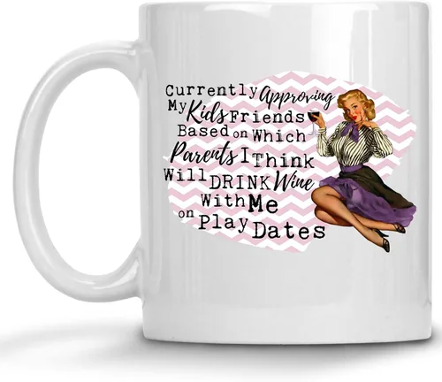 Divertida taza de cerámica retro vintage con texto en inglés "Approving my Kids Friends", regalos para adultos, taza de café, día de San Valentín,