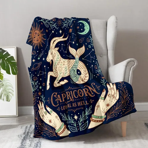 Miniatura 4 de Aimego Zodiac Capricorn Blanket 50"x60" – Lightweight Soft Celestial Astrology Throw Blanket for Couch Bed Sofa – Boho Constellation Home Decor