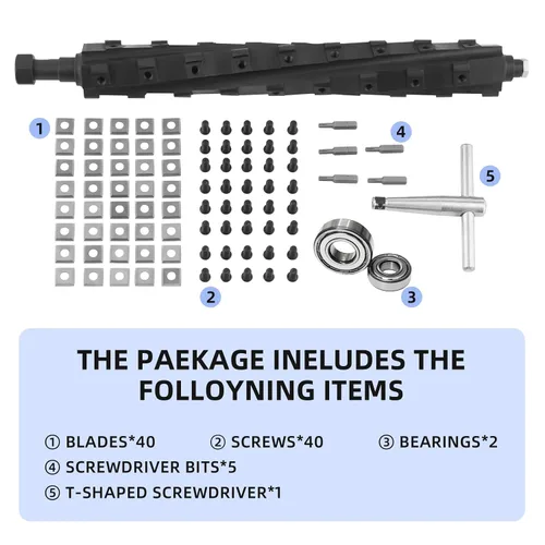 Miniatura 7 de Cabezal de corte helicoidal para cepilladora Dewalt Dw735/Dw735x con 4 filas de insertos de carburo, incluye tornillos y cuchillas de repuesto