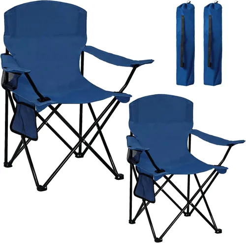 Miniatura 9 de Silla de camping plegable con soporte para tazas, capacidad de 225 libras, silla plegable portátil con grandes pies anti-hundimiento, tela